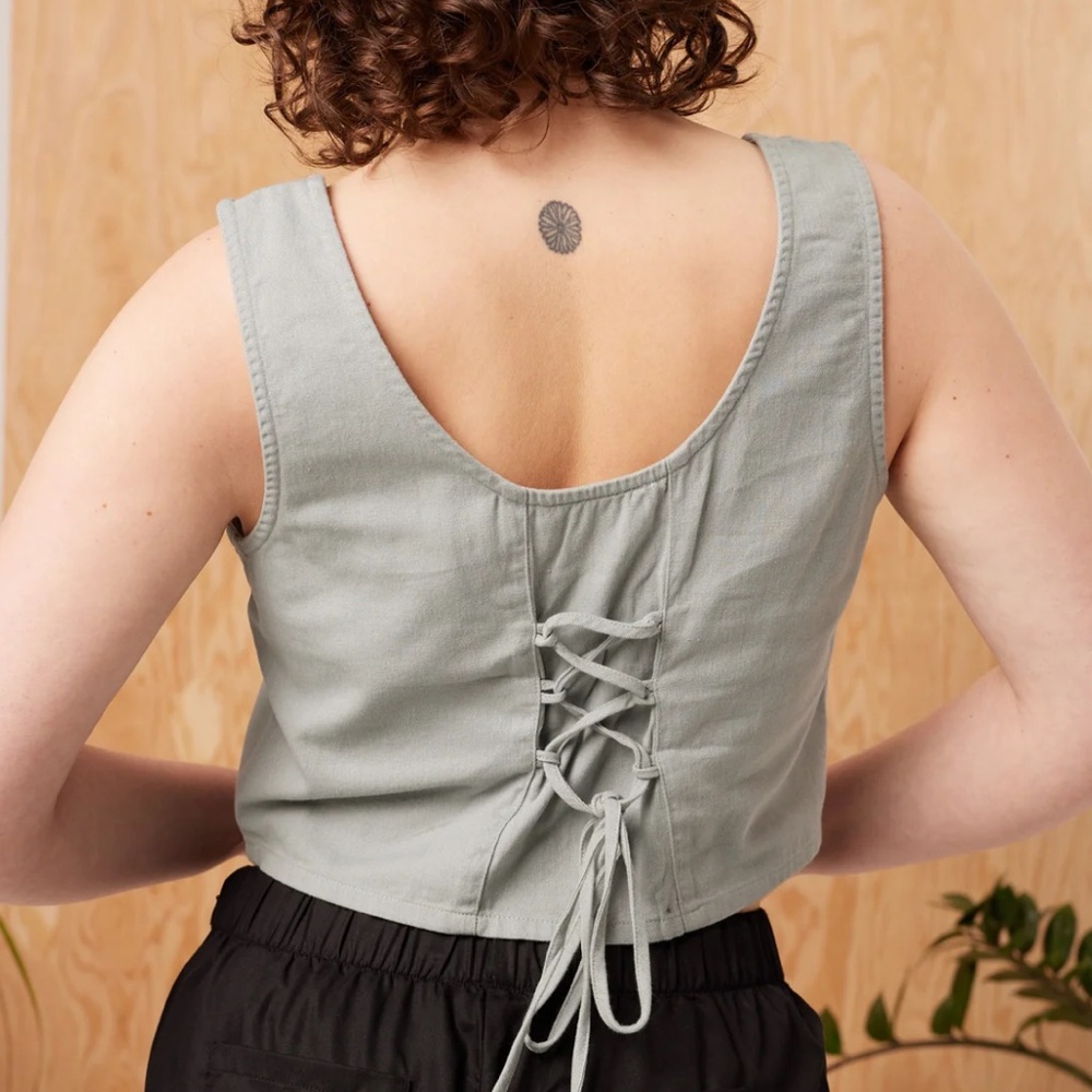 Cropped Lace Up Back Tank